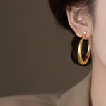 Commute Metal Crystal Hoop Earrings