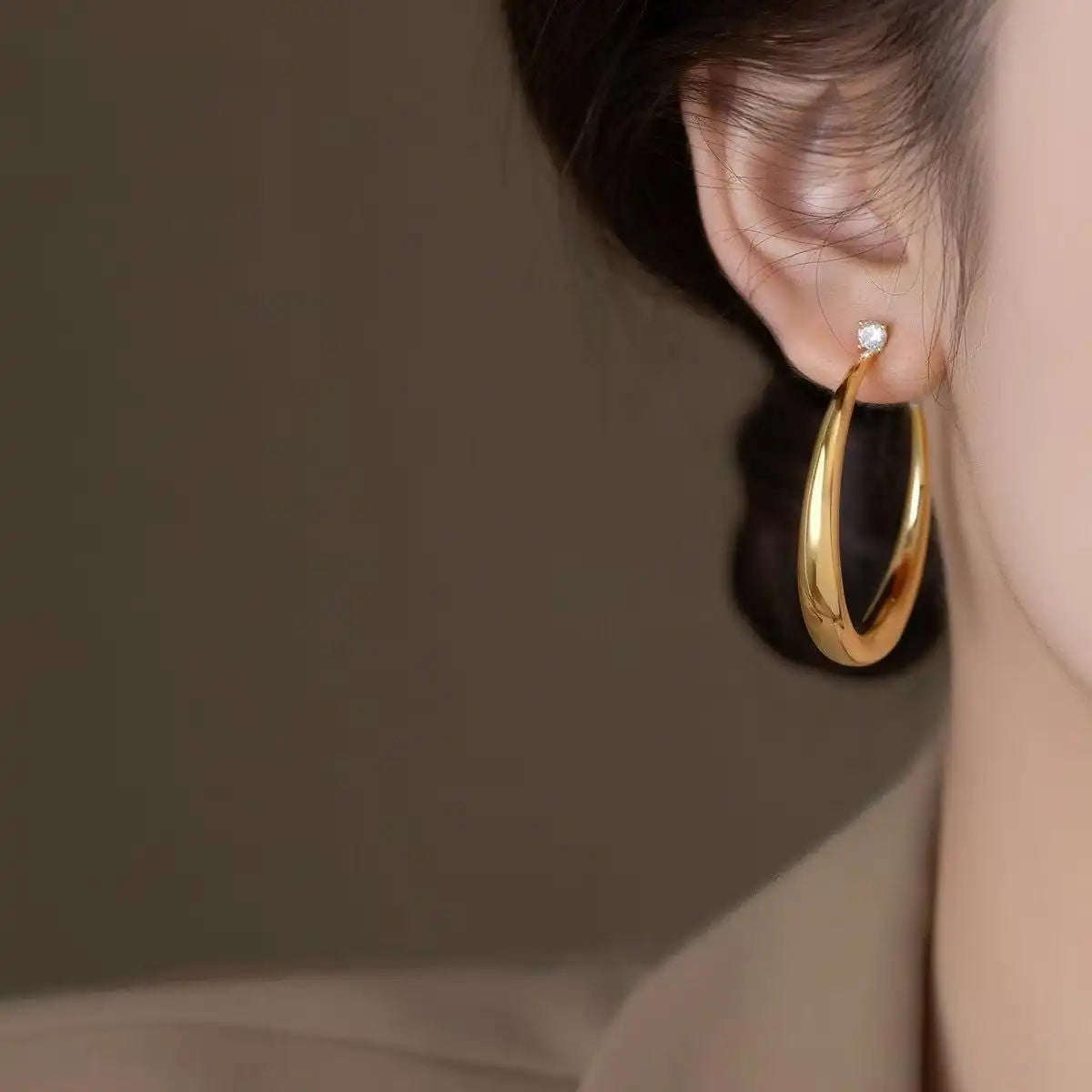 Commute Metal Crystal Hoop Earrings