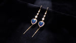Connected Hearts Blue Heart Tassel Drop Earrings
