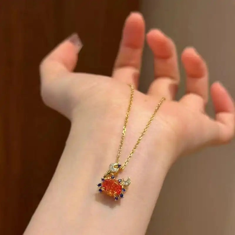 Crab Colorful Diamonds Necklace