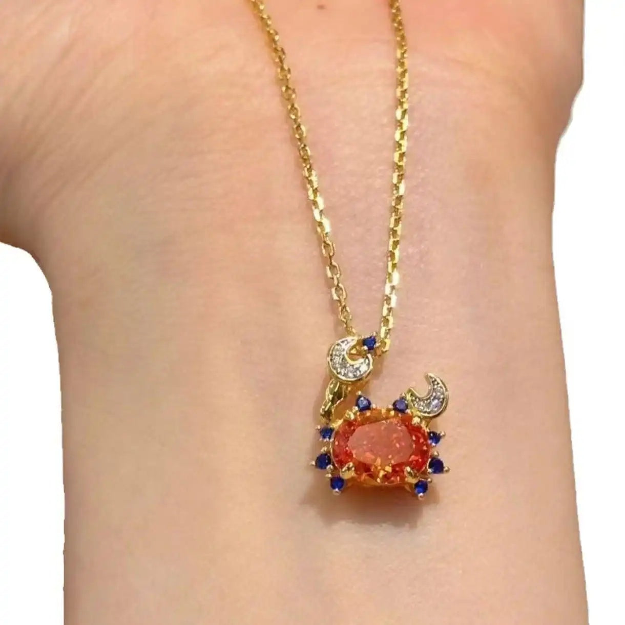 Crab Colorful Diamonds Necklace