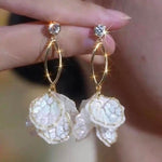 Cracked-Petal Tassel Drop Earrings