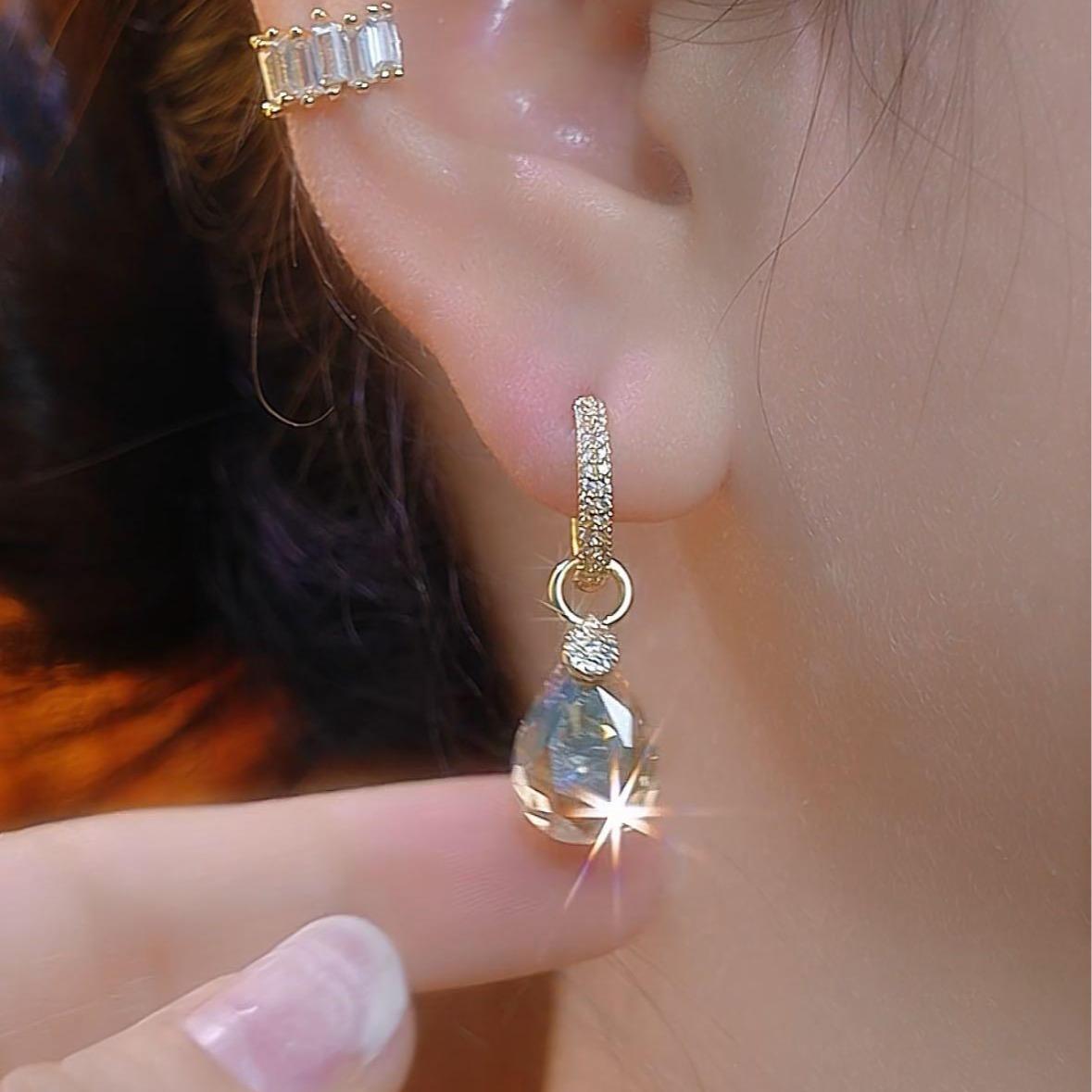 Crafted Diamond Brown Crystal Ear Cuffs