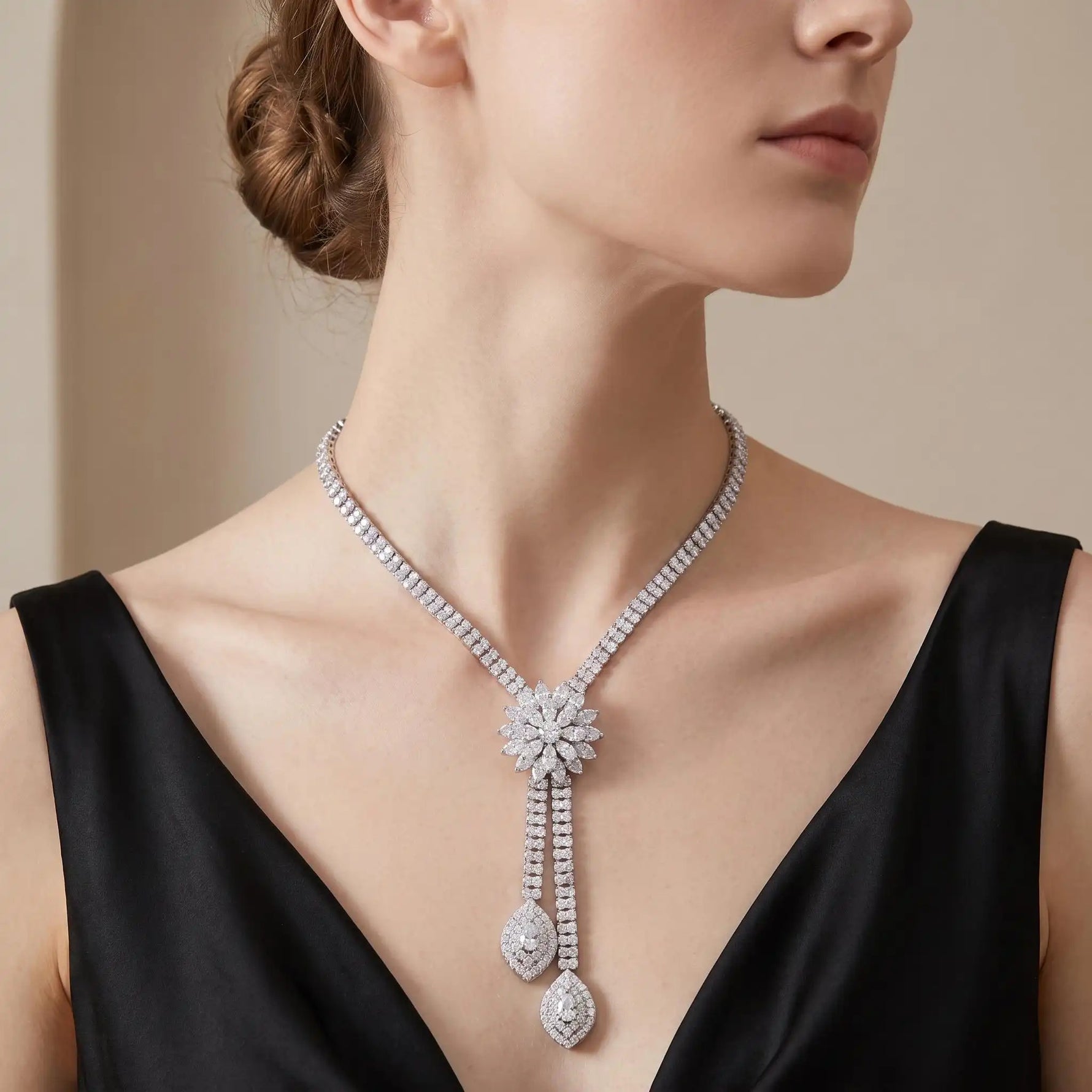 Creative Wedding Crystal Flower Bride Jewelry Set