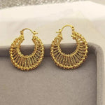 Crescent Hollow Woven Circle Stud Earrings