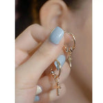Cross Circle Clip-On Crystal Earrings