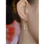 Cross Circle Clip-On Crystal Earrings