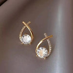 Cross Crystal Needle Stud Earrings