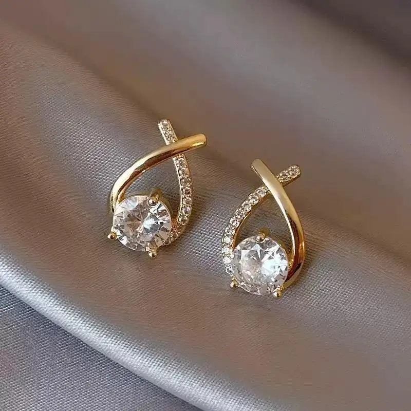 Cross Crystal Needle Stud Earrings