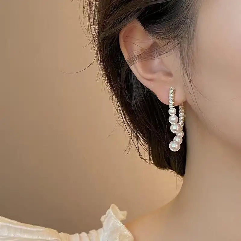 Cross Pearl Long Hot Earrings