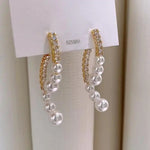 Cross Pearl Long Hot Earrings