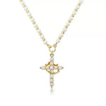 Cross Retro Double Layer Pearl Necklace