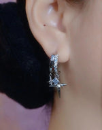Cross Star Crystal Four-Pointed Star Earrings