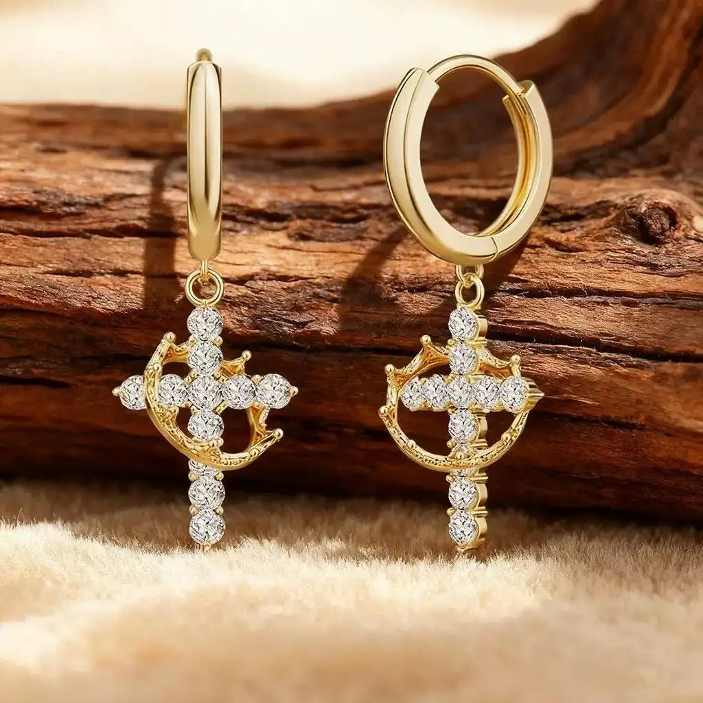 Crown Cross Attention To Detail Earrings