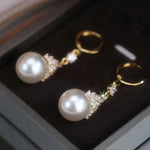 Crown Pearl Hoop Earrings