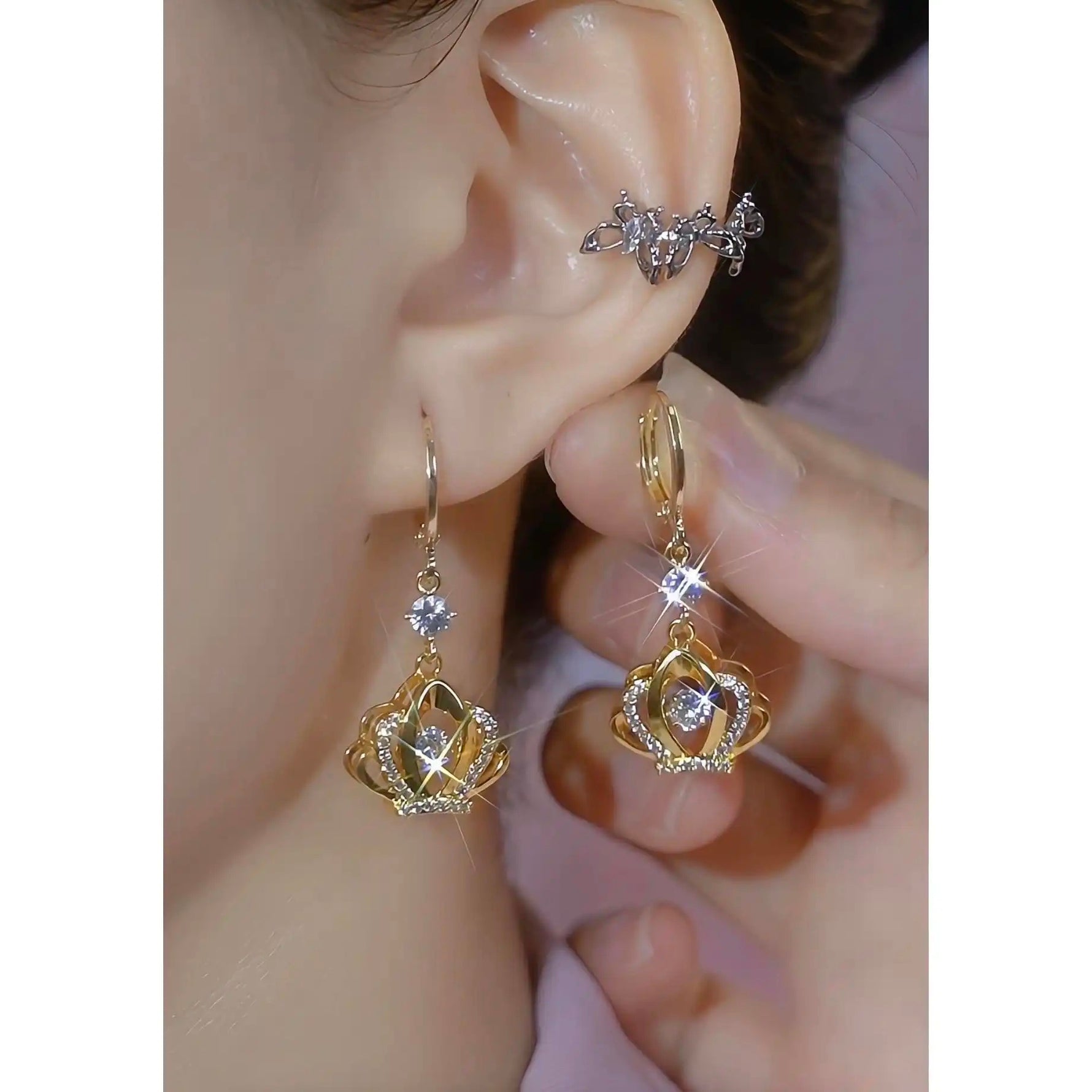 Crown Vintage French Earrings