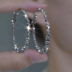 Crushed Silver Hoop Earrings