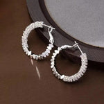 Crushed Silver Texture Hoop Earrings