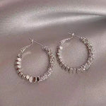 Crushed Silver Texture Hoop Earrings