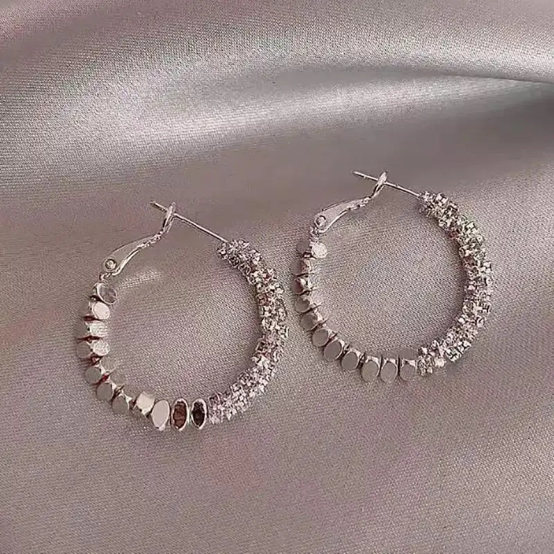Crushed Silver Texture Hoop Earrings