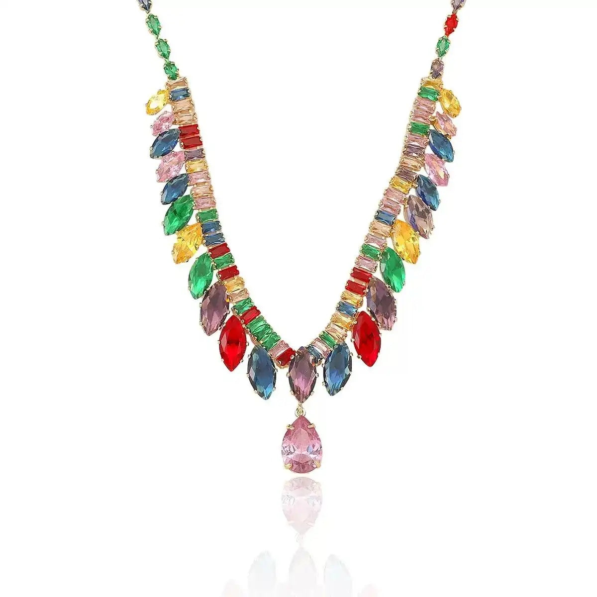 Crystal and Ins Colorful Flower Necklace