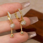 Crystal Ball Minimalist Round Hoop Earrings