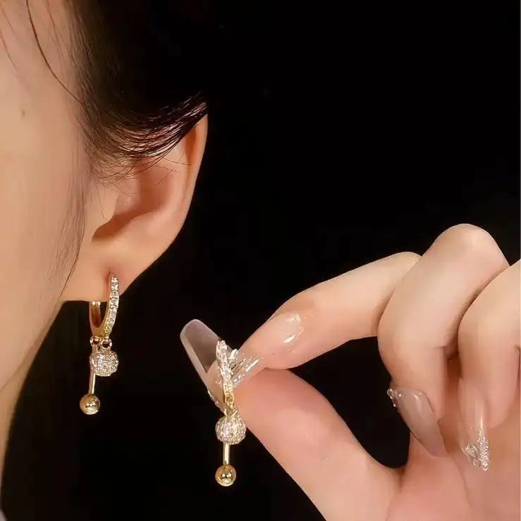 Crystal Ball Minimalist Round Hoop Earrings