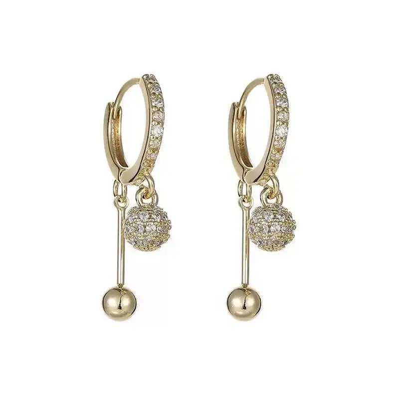 Crystal Ball Minimalist Round Hoop Earrings