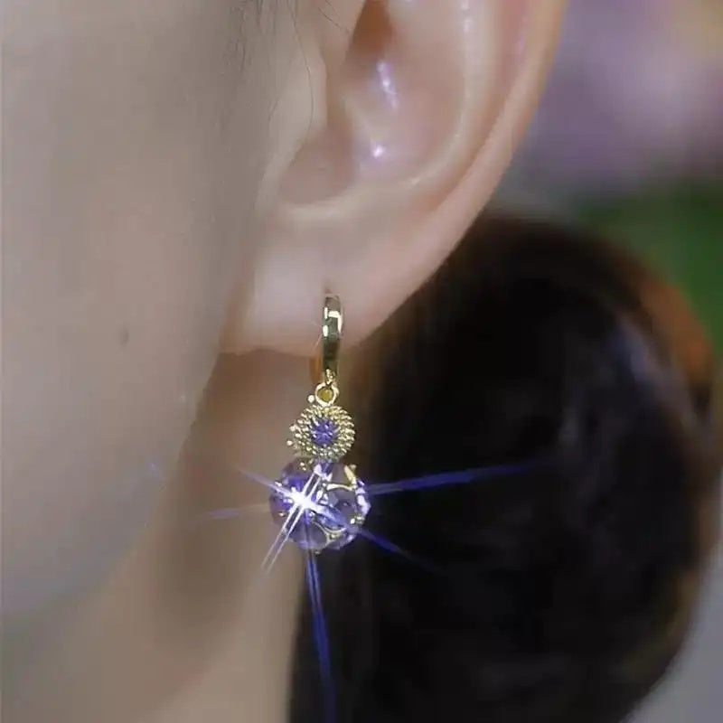 Crystal Ball Round Hoop Earrings