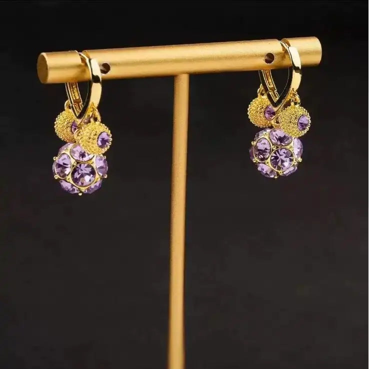 Crystal Ball Round Hoop Earrings