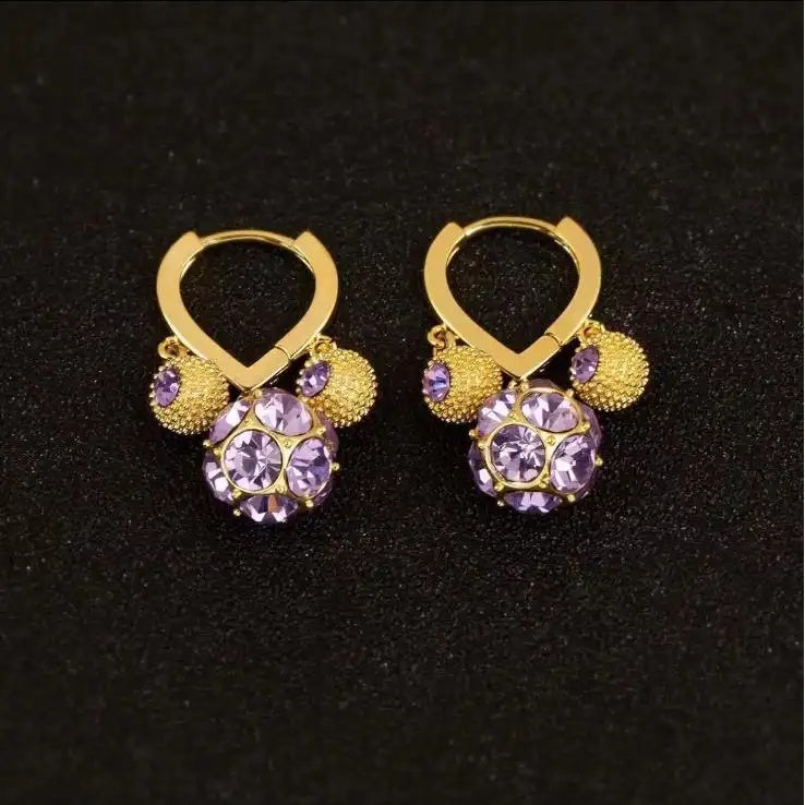 Crystal Ball Round Hoop Earrings