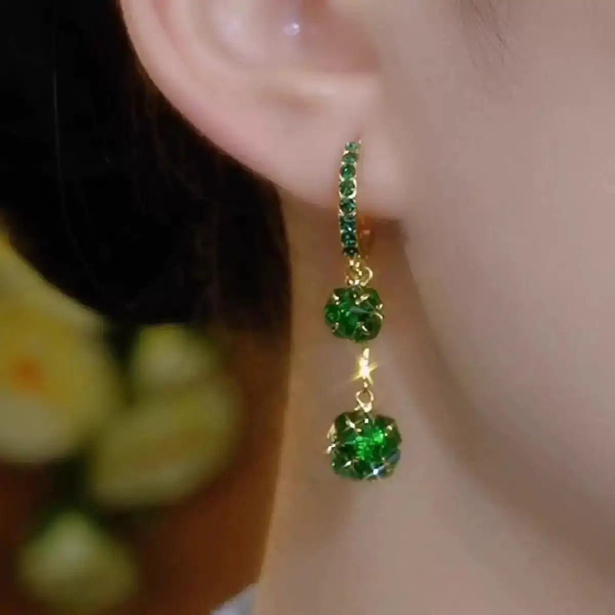 Crystal Ball Tassel Long Drop Earrings