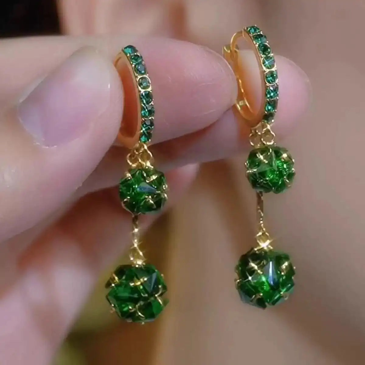 Crystal Ball Tassel Long Drop Earrings