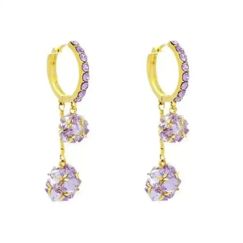 Crystal Ball Tassel Long Drop Earrings