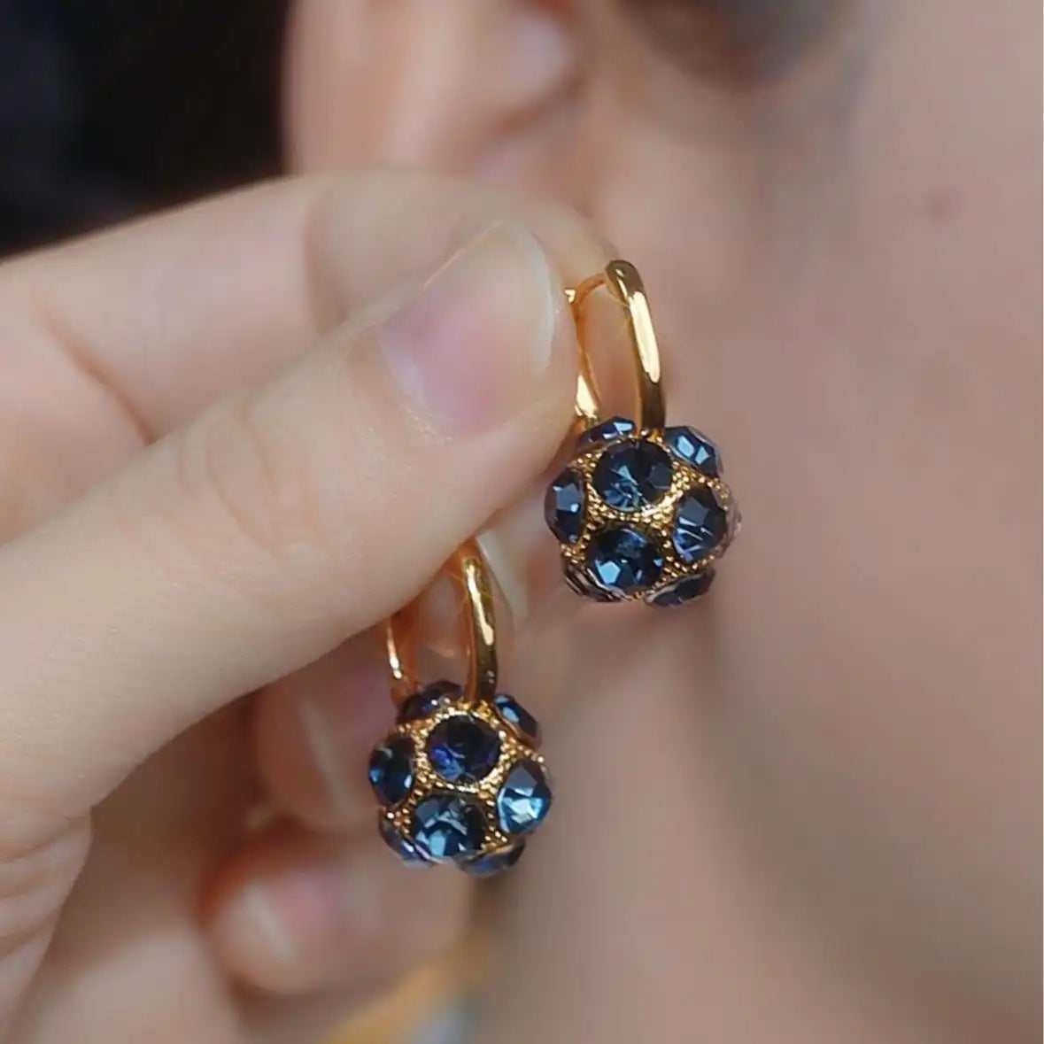 Crystal Bead Hoop Earrings