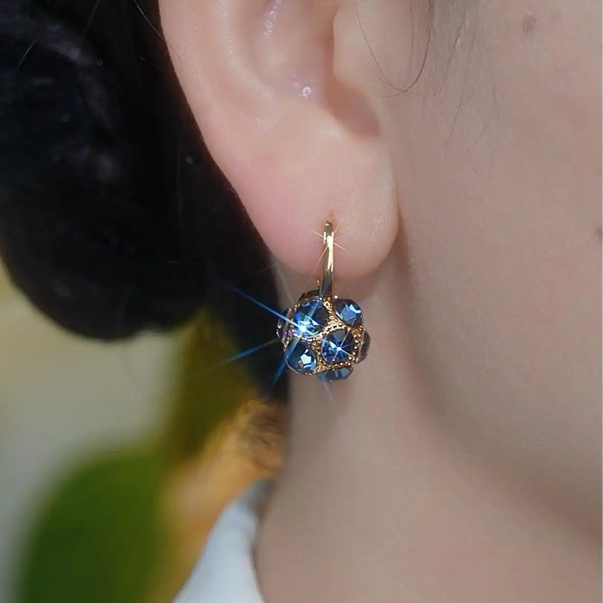 Crystal Bead Hoop Earrings