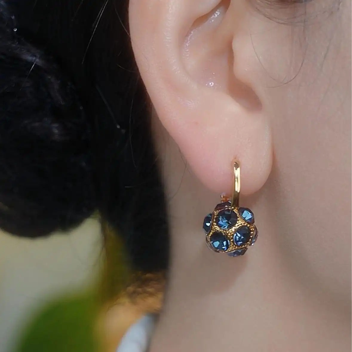 Crystal Bead Hoop Earrings