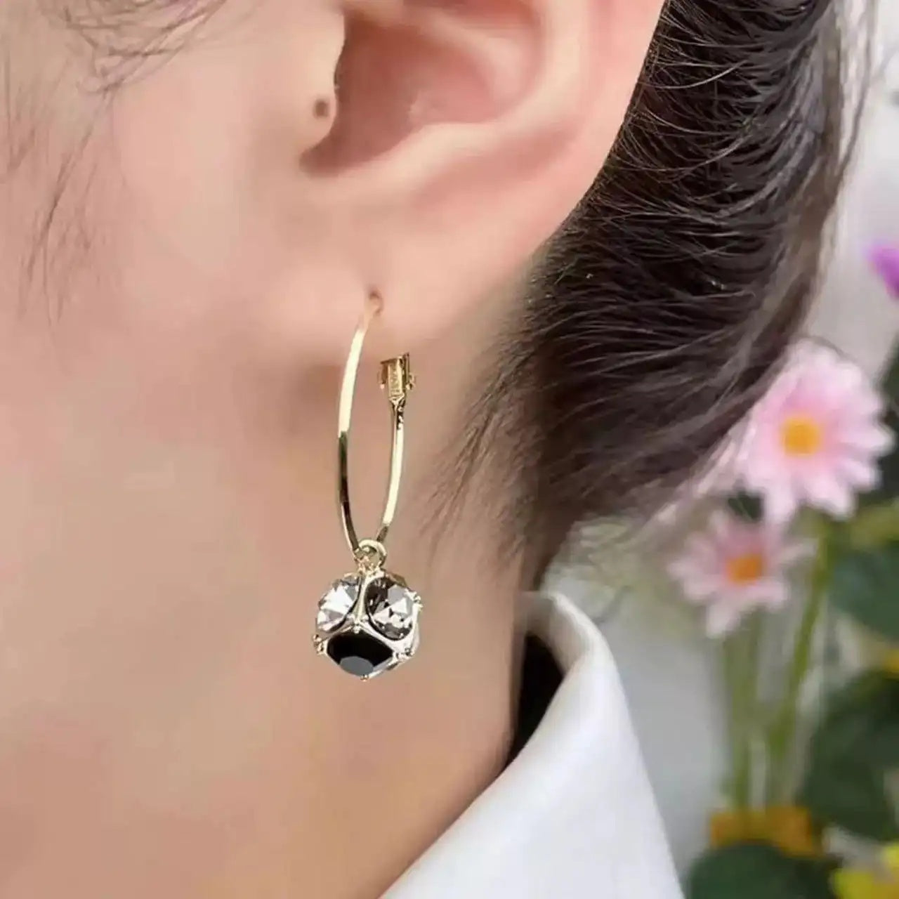Crystal Bloom Large Hoop Earrings