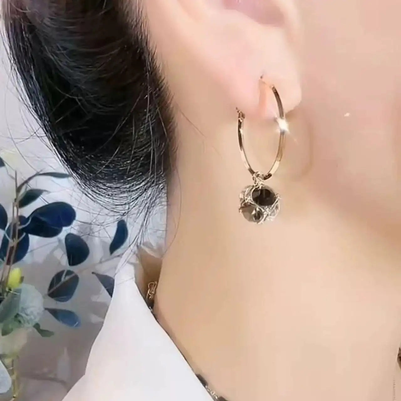 Crystal Bloom Large Hoop Earrings