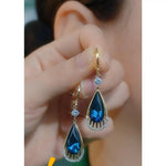 Crystal Blue Teardrop Earrings