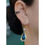 Crystal Blue Teardrop Earrings