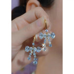 Crystal Bow Tassel Ear Hooks Drop Earrings