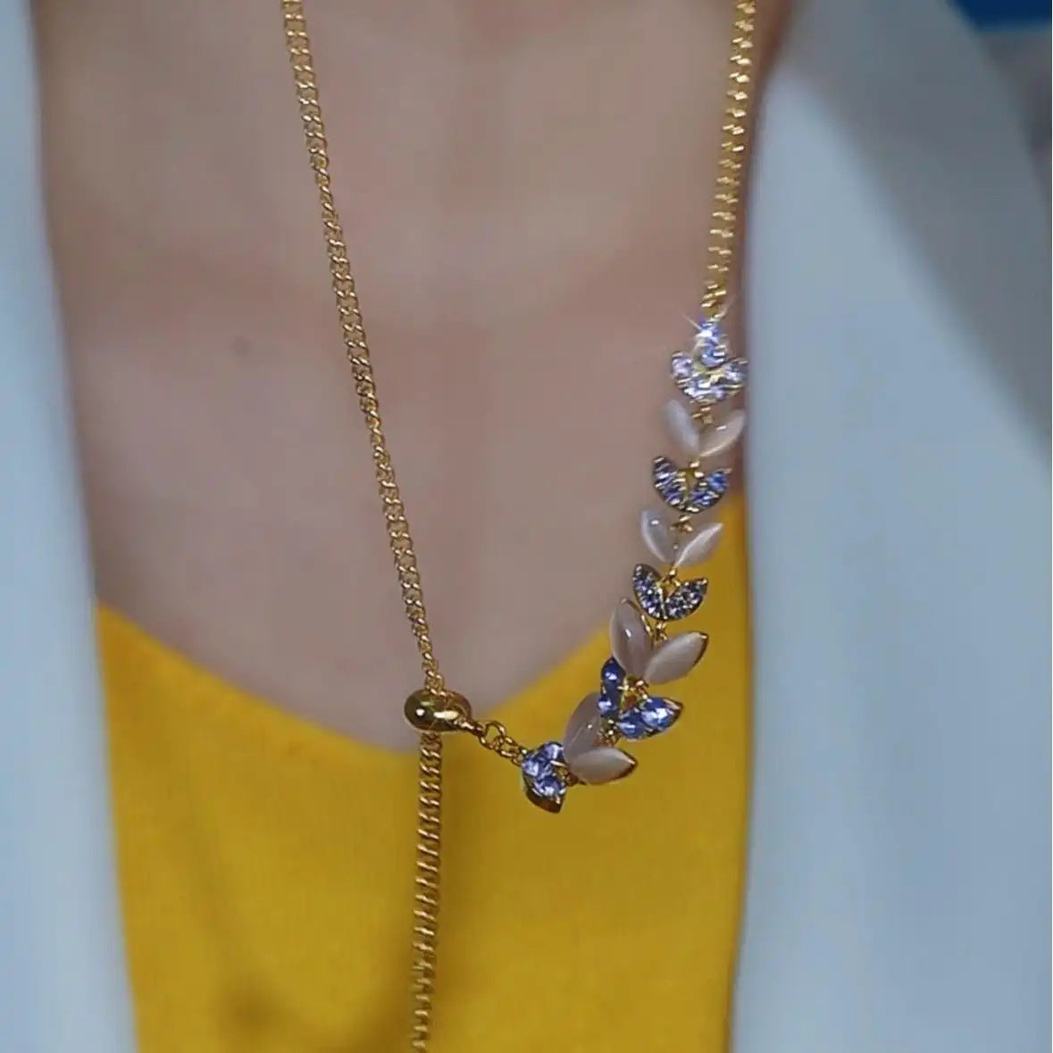 Crystal Branch Lariat Necklace