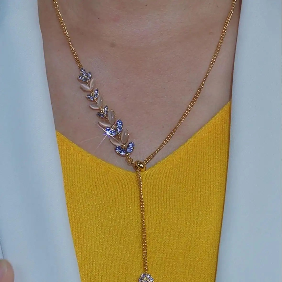 Crystal Branch Lariat Necklace