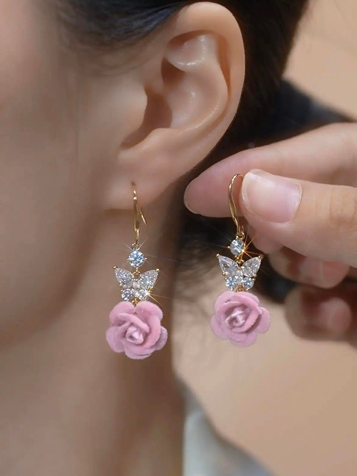 Crystal Butterfly Bowknot Drop Earrings