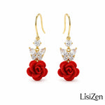 Crystal Butterfly Bowknot Drop Earrings