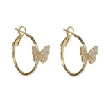 Crystal Butterfly Circle Hoop Earrings