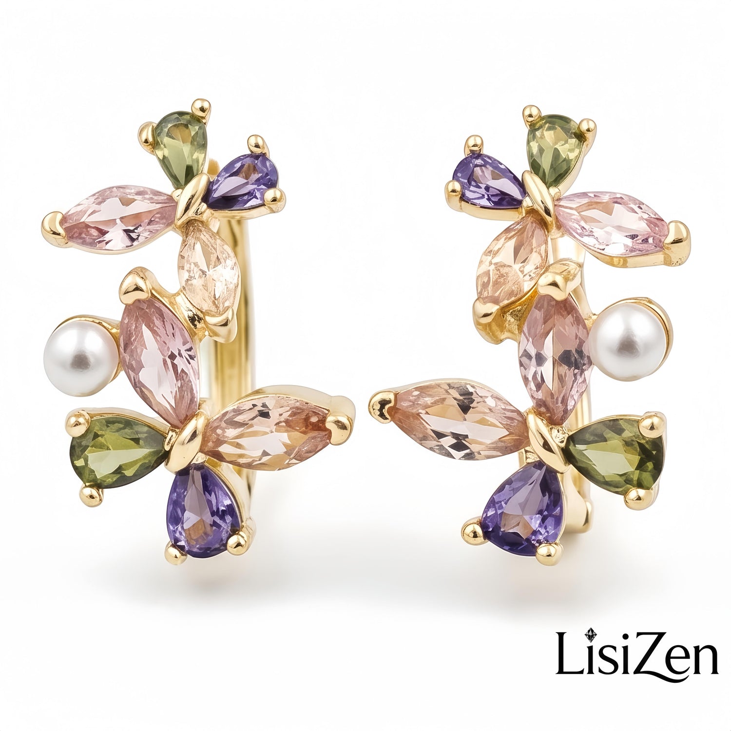Crystal Butterfly Ear Hoop Earrings