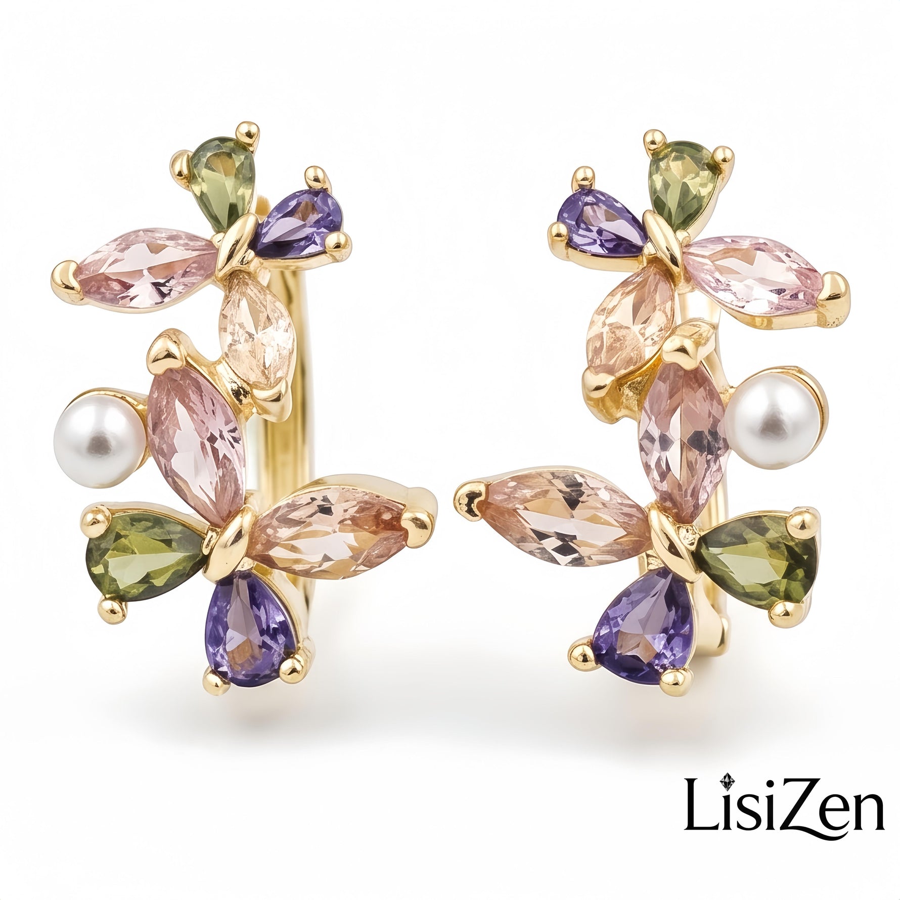 Crystal Butterfly Ear Hoop Earrings