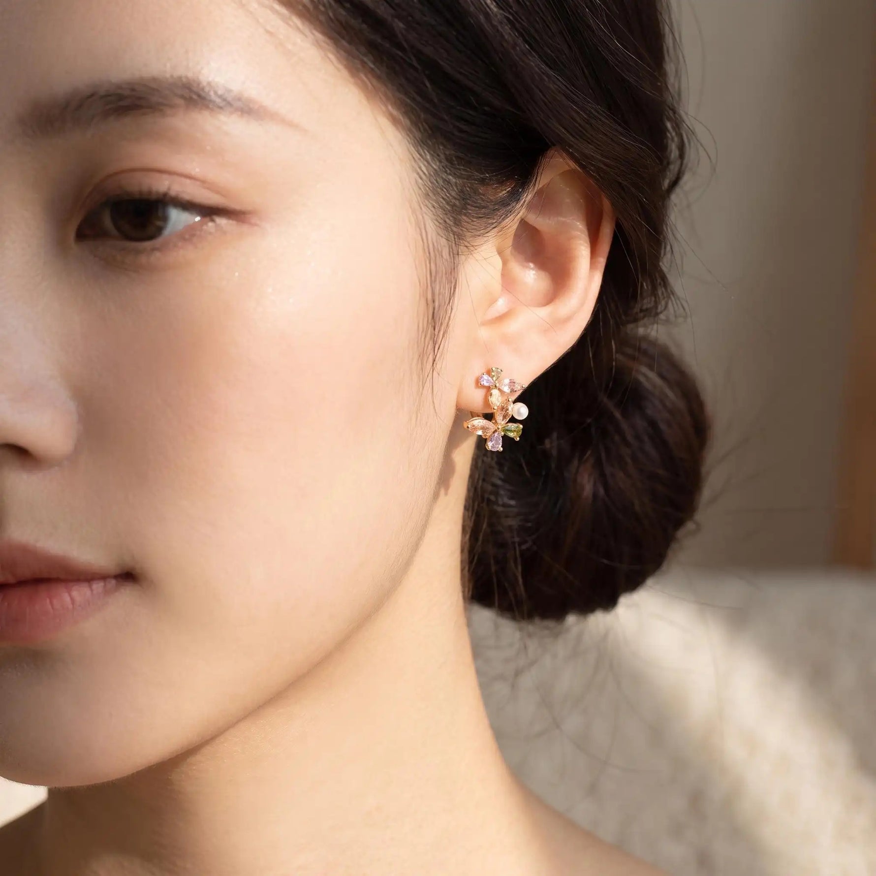 Crystal Butterfly Ear Hoop Earrings